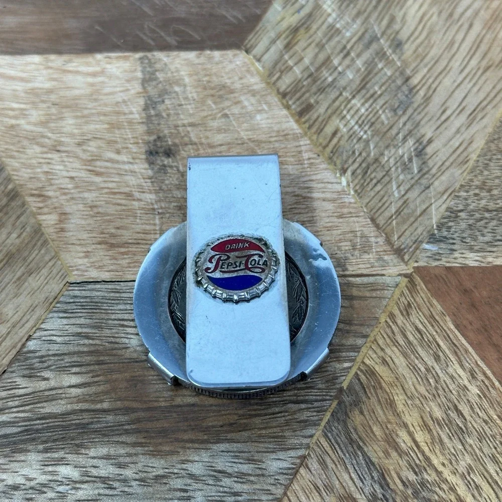 Vintage‎ 1888 Morgan Silver Dollar Pepsi Cola Bottle Cap Money Clip
